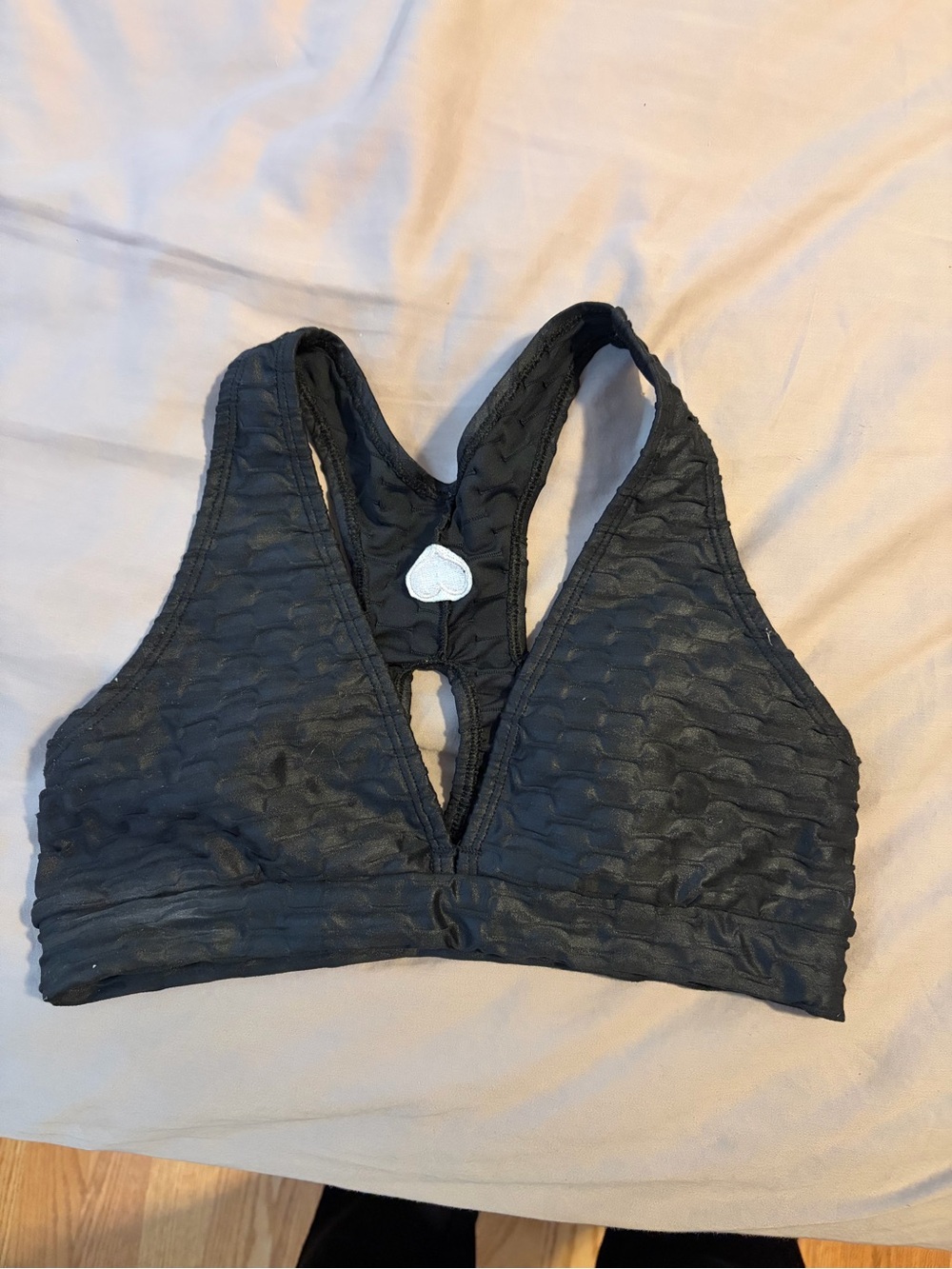 Booty by Brabants One Size Textured Black Racerback Sports Bra Bralette